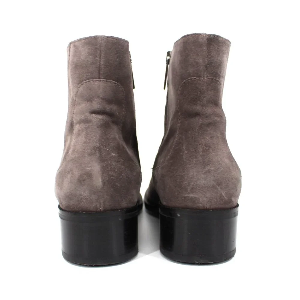 Aquatalia Oribella Grey Suede Leather Side Zip Chelsea Boots 12 Black Heel Shoes